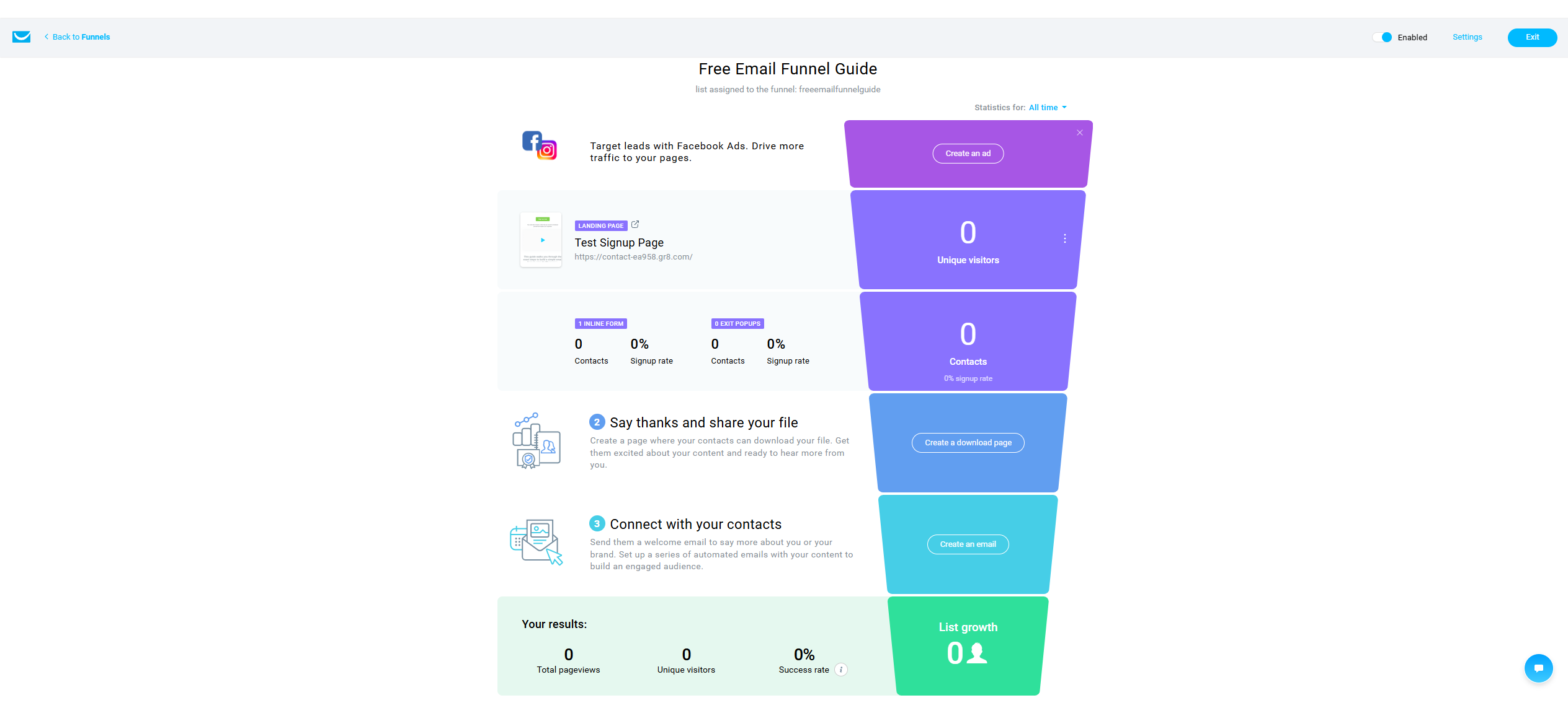 how to build an email funnel with getresponse live funnel enabled