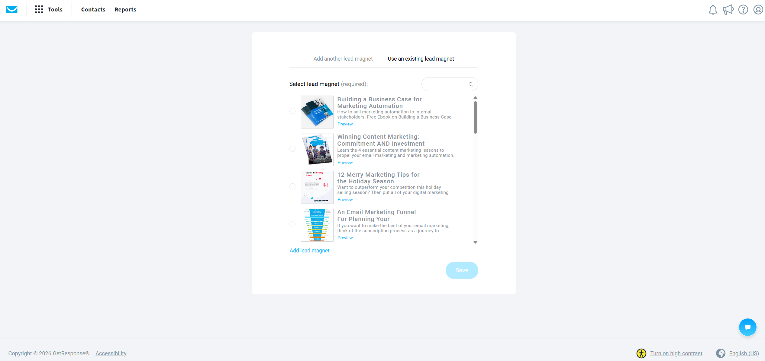 GetResponse Shopify conversion funnel builder step for ecommerce automation