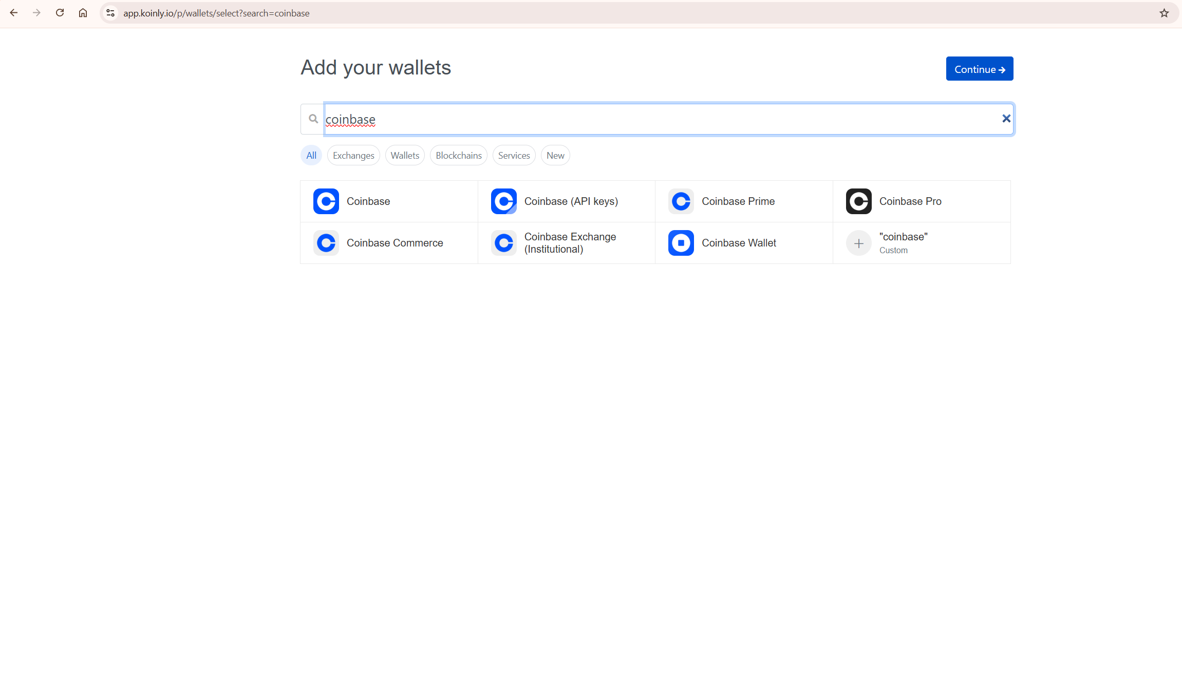 how to import coinbase transactions into koinly add wallet